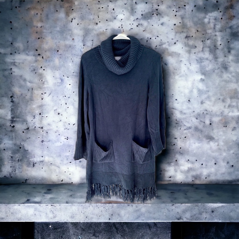 Soft Surroundings Navy Cowlneck Tunic Sweater Size XS